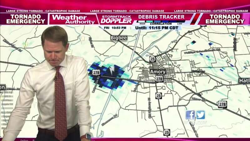 Meteorologist Matt Laubhan was overwhelmed by the tornado emergency (Image: WTVA)