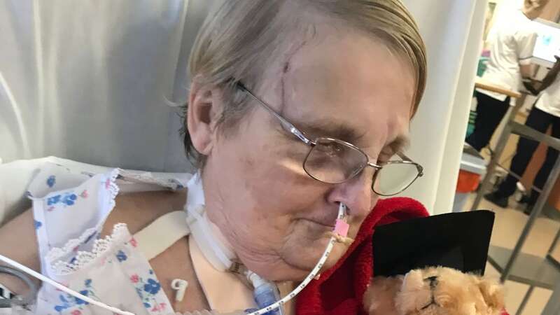 Carole Attle during her recovery in hospital (Image: Great North Air Ambulance / SWNS)