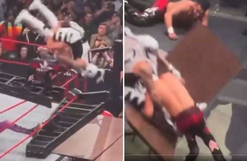 AEW wrestler suffers gruesome broken leg after being put through table