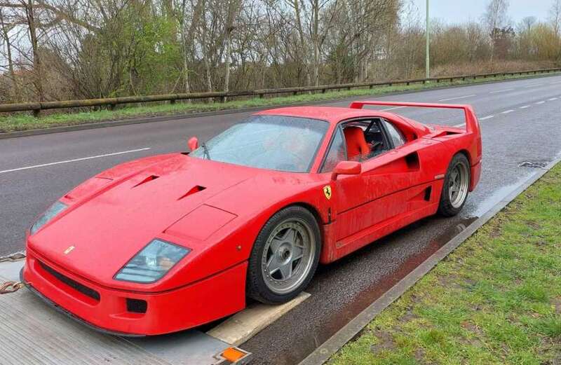 Moment £1.56million Ferrari F40 is TOWED by cops