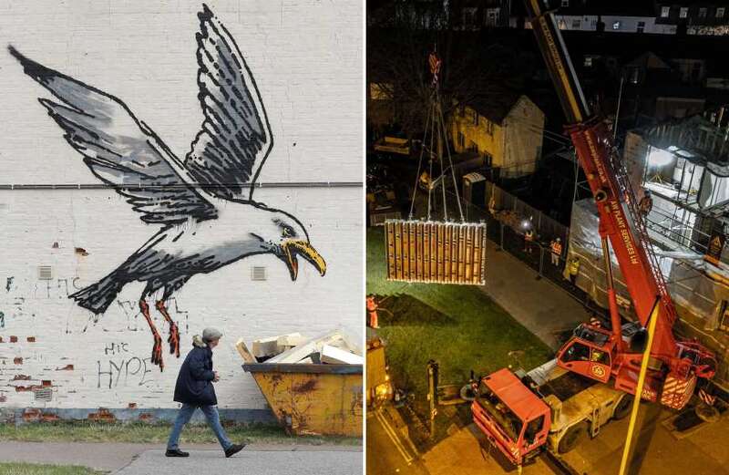 Fury as ANOTHER Banksy is removed with mural ripped from home