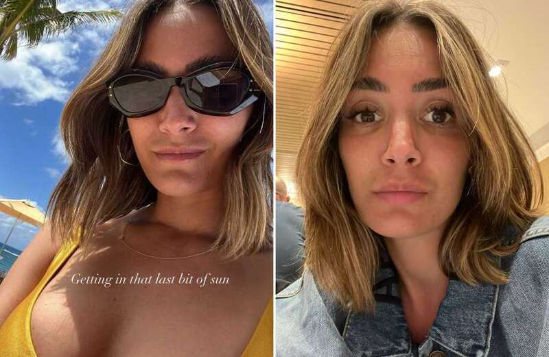 Frankie Bridge goes makeup-free in plunging top on sun-soaked holiday