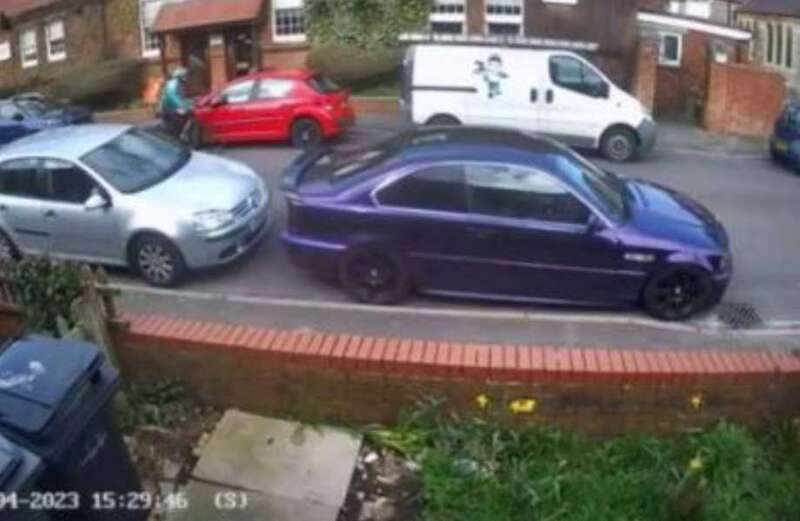 Moment 'delivery driver distracted by phone' smashes into back of parked van