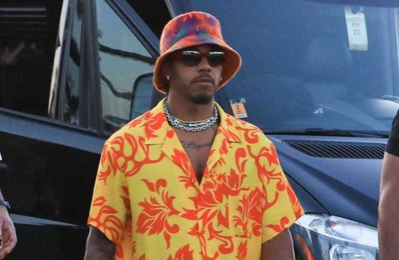 F1 star Hamilton has stylish look in bright outfit while heading to Coachella