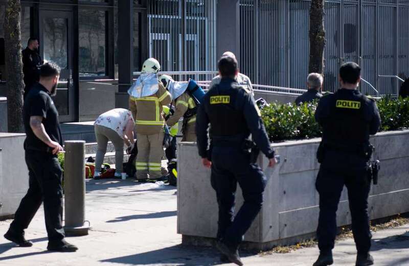 Shock moment teen smothered after setting himself on fire outside US embassy