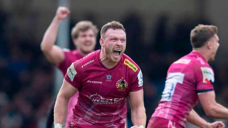 Sam Simmonds celebrates Exeter