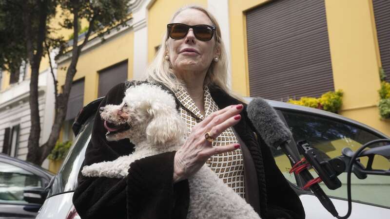 Texas-born Princess Rita Boncompagni Ludovisi speaking to reporters following the eviction (Image: Andrew Medichini/AP/REX/Shutterstock)