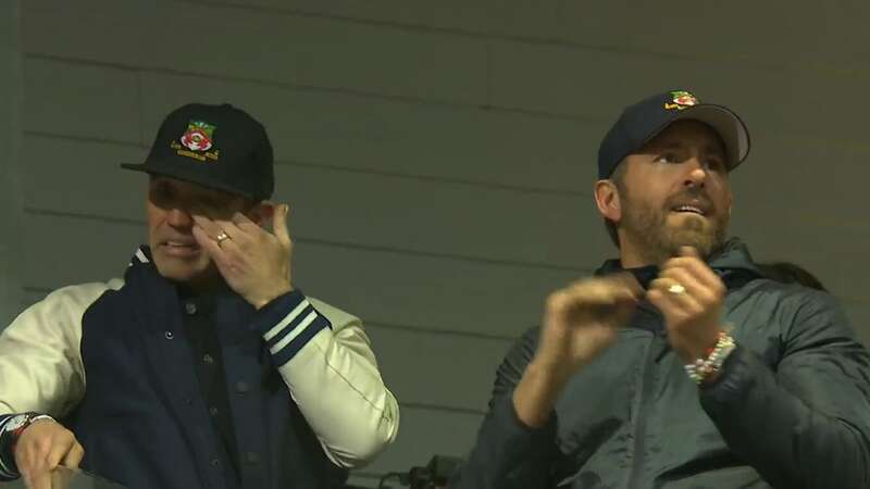 Rob McElhenney in tears next to Ryan Reynolds as Wrexham celebrate promotion