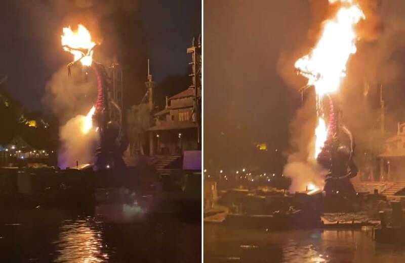 Giant dragon catches fire during 'Fantasmic!' show at Disneyland in Los Angeles