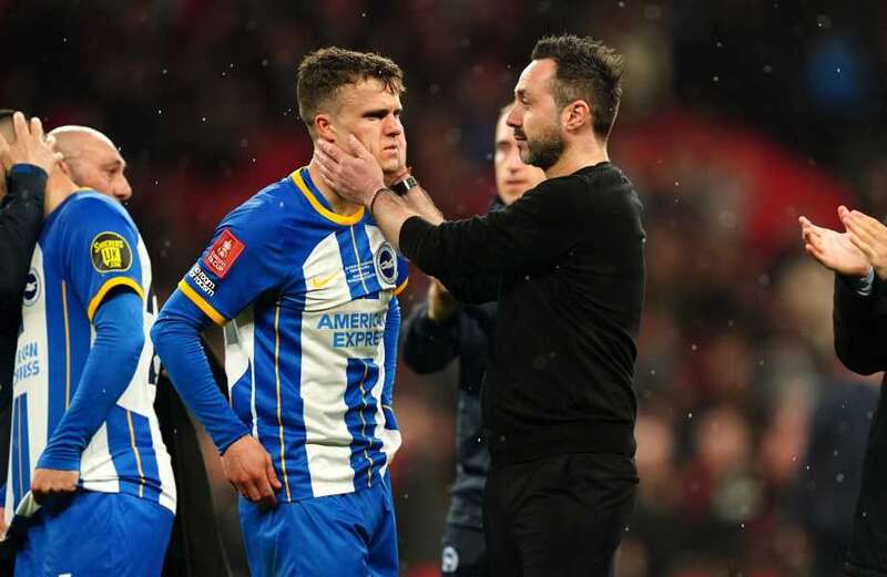 Brighton star Solly March in tears after missing penalty in FA Cup shoot-out