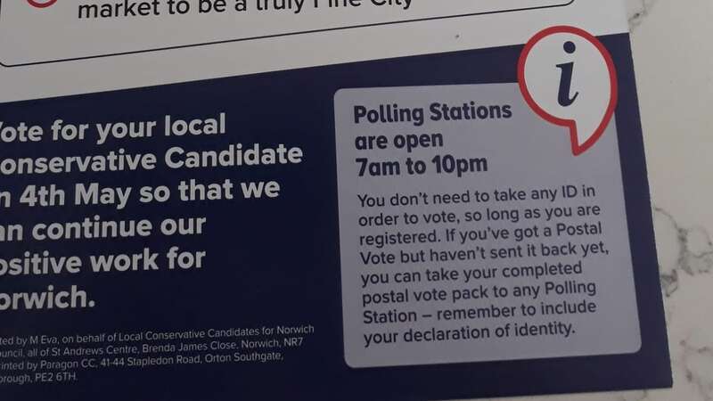 A Norwich Conservative campaign leaflet (Image: @TownCloseEmma/Twitter)