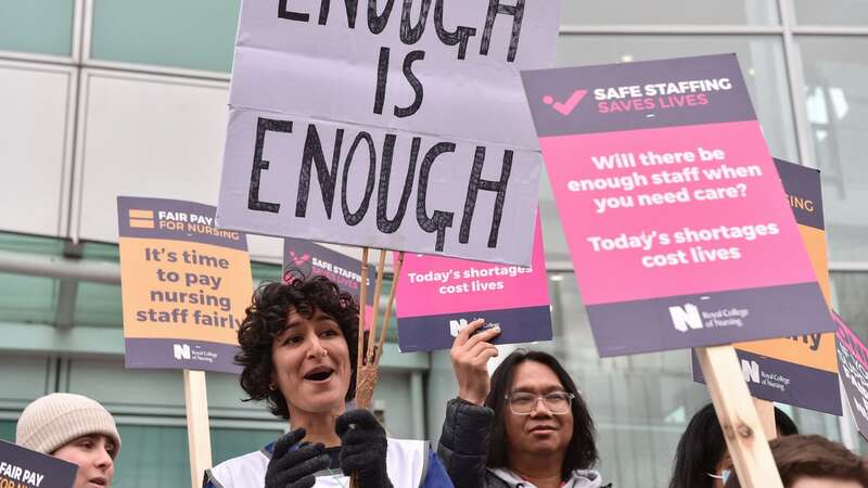 A picket line of nurses outside the University College Hospital, as part of the organised strike over pay and working conditions (Image: Thomas Krych/ZUMA Press Wire/REX/Shutterstock)