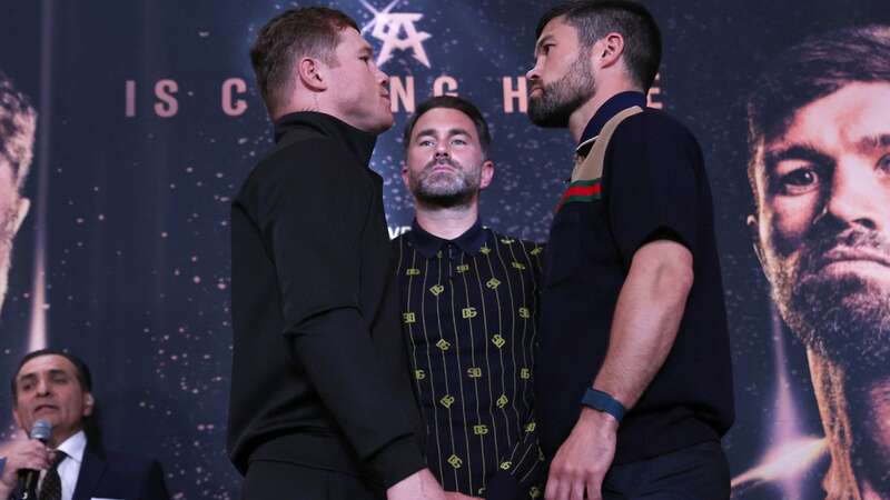 Canelo Alvarez and John Ryder faced off in Mexico tonight (Image: Melina Pizano/Matchroom Boxing)