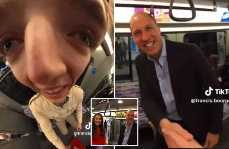 Awkward moment TikTok train spotter bumps into Kate & Wills in carriage