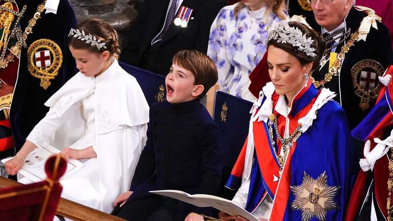 The Prince of Wales, Princess Charlotte, Prince Louis, the Princess of Wales and the Duke of Edinburgh at the coronation ceremony (Image: PA)