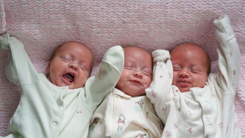 Triplets (l to r) Evalynn, Harper-Gwen and Marvella Casper (Image: James Casper / SWNS)