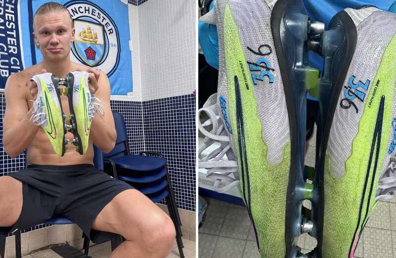 Erling Haaland forced to CHANGE message on boots after scoring in Man City win