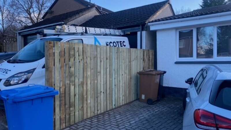 This photo shows the fence built by Michael and Sarah Laing at their property