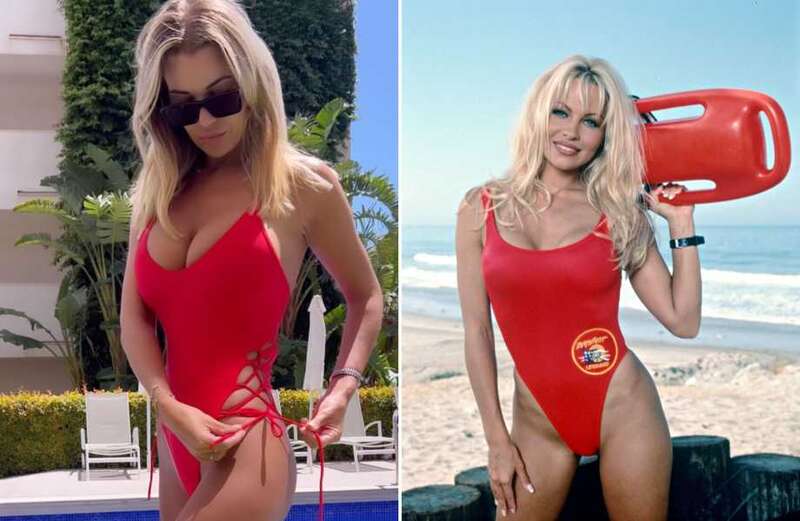 Christine McGuinness channels Pamela Anderson in sexy red swimsuit