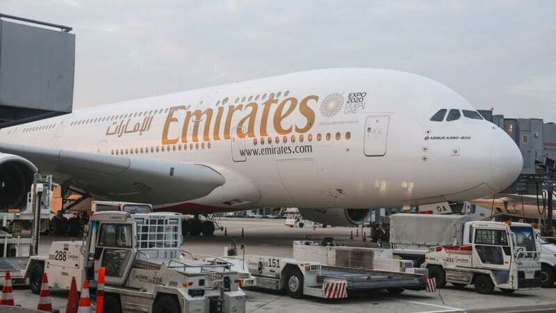 Police officers attended to the Emirates plane on January 26 this year, at around 6.30pm at Manchester Airport (Image: NurPhoto via Getty Images)