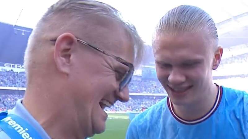 Erling Haaland teases dad Alfie as he outlines Man City title celebration plans