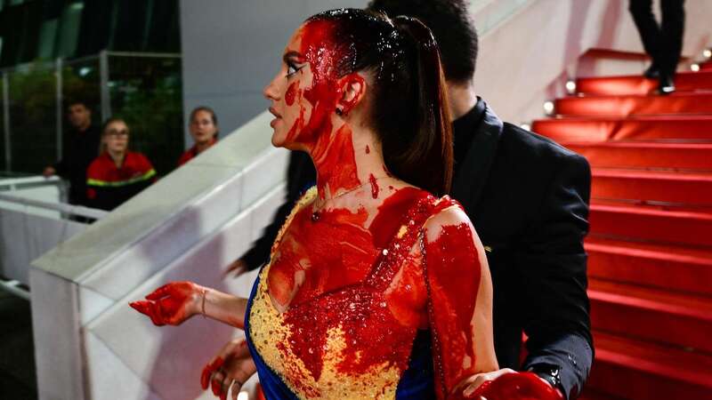 Cannes chaos as model dragged from red carpet after coating herself in 