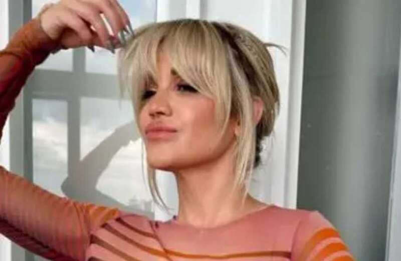 Ashley Roberts shows off new hair while posing in see-through dress