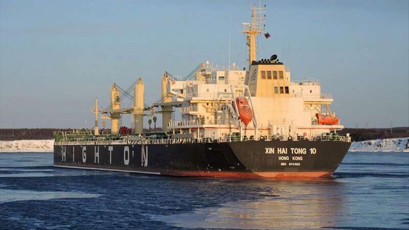 The MV Xin Hai Tong is finally on the move after holding up traffic on the vital Suez Canal waterway (Image: Marine Traffic)