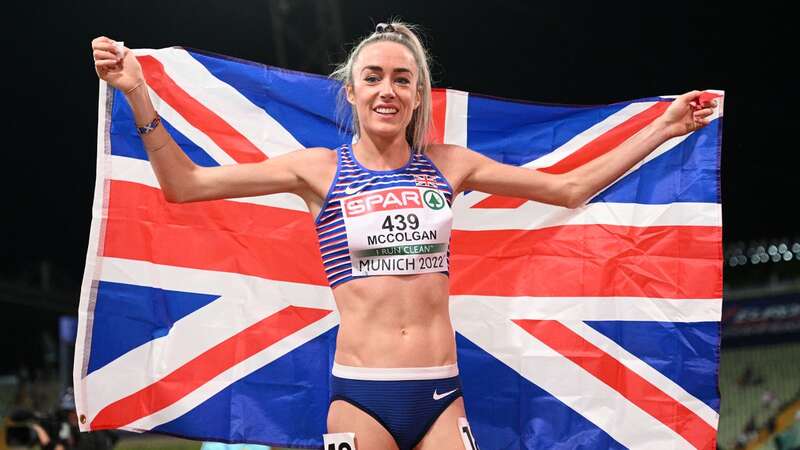 Eilish McColgan celebrates her silver medal at the European Championships (Image: Matthias Hangst/Getty Images)