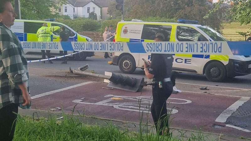 Police at the scene of the incident in Lancaster on Thursday