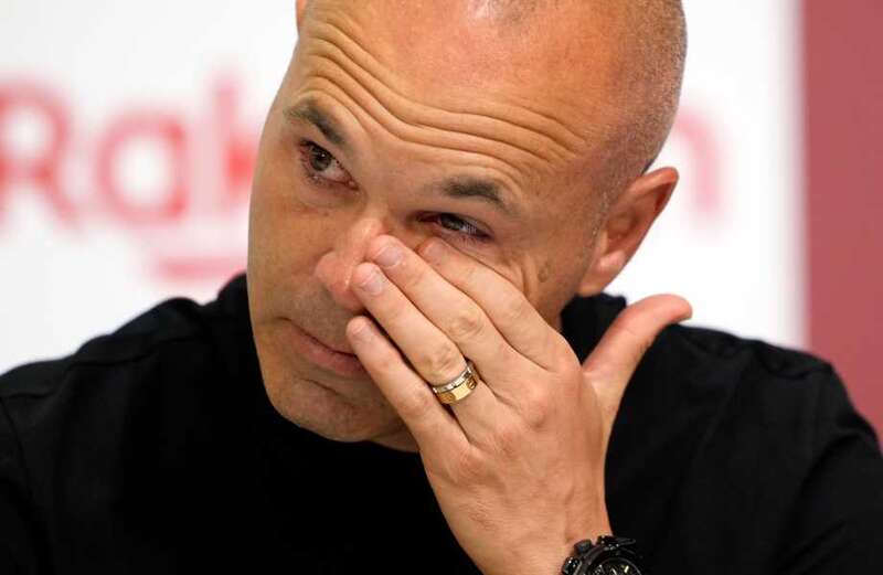 Iniesta breaks down in tears as he leaves Vissel Kobe aged 39