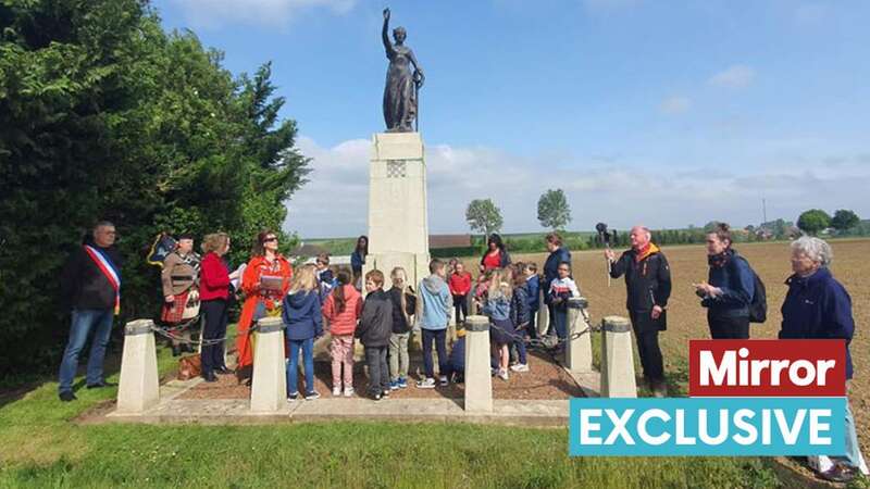 Children gathered to pay tribute to fallen British soldiers at the memorial