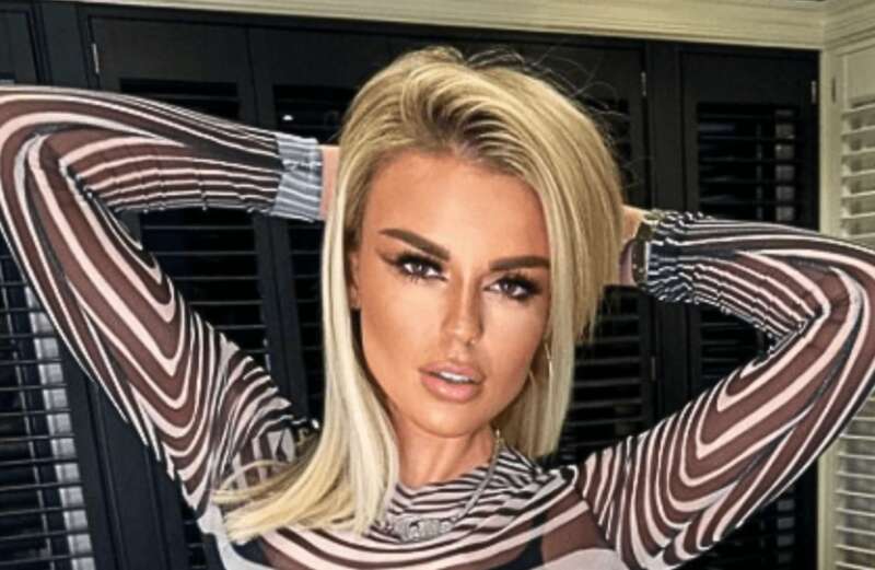 Tallia Storm leaves little to the imagination in daring see-through zebra jumpsuit