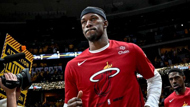 Jimmy Butler spoke to reporters after the Miami Heat lost to the Denver Nuggets in Game One of the 2023 NBA Finals (Image: Matthew Stockman/Getty Images)