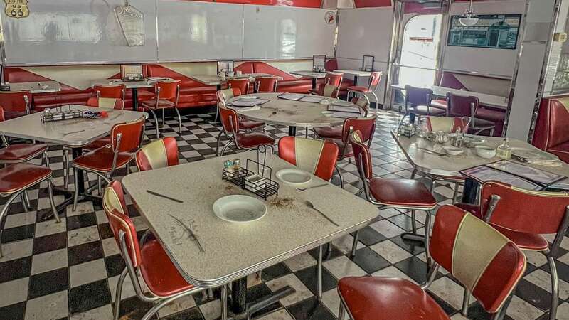 The diner still has tables and chairs laid out (Image: mediadrumimages/@places_forgotten)