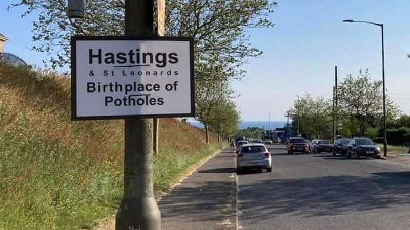 Hastings has been decorated with a new sign - and some locals think it has earned the title