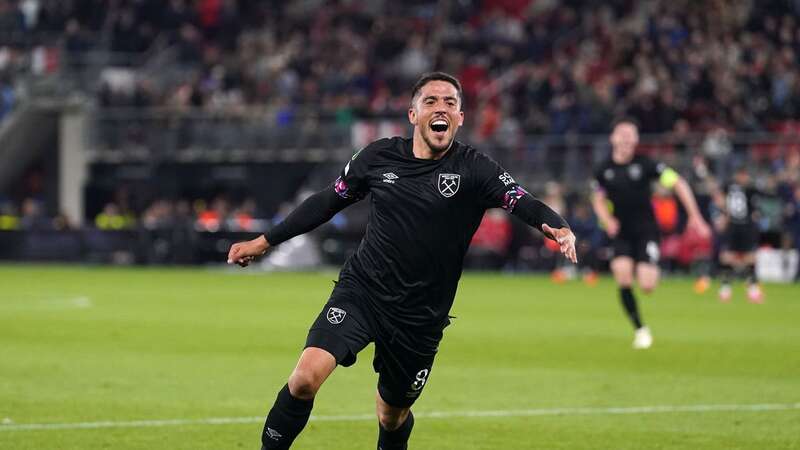 Fornals celebrates his semi-final strike against Alkmaar (Image: PA)