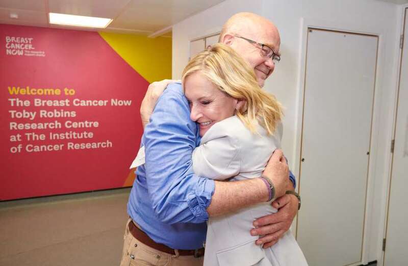 Emotional moment Jacquie Beltrao meets 'hero' scientists who fought off cancer