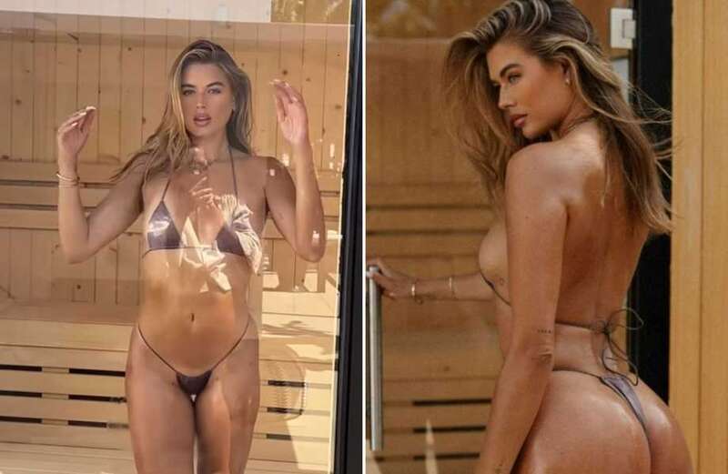 Love Island's Arabella Chi wows as she oils up in barely-there thong bikini