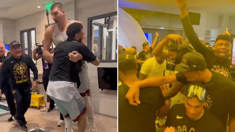 Nikola Jokic and Michael Malone celebrate after the Denver Nuggets won the NBA Finals vs the Miami Heat (Image: Twitter / NBA)