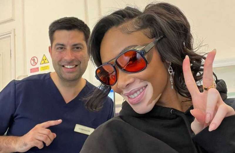 Winnie Harlow shows off new teeth after visit to top celebrity dentist