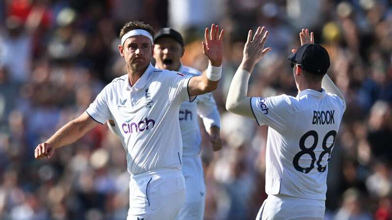 Stuart Broad unsuccessfully appeals for the wicket of David Warner of Australia during Day Four of the Ashes 1st Test