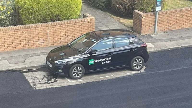 The tarmac was laid around the parked car (Image: edinburghlive)