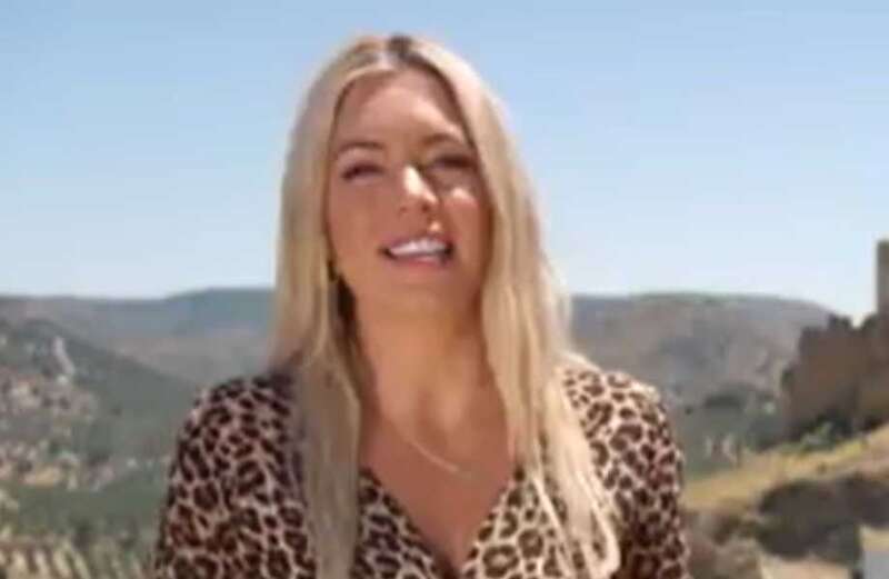 A Place in the Sun’s Danni Menzies looks glam in plunging leopard-print dress