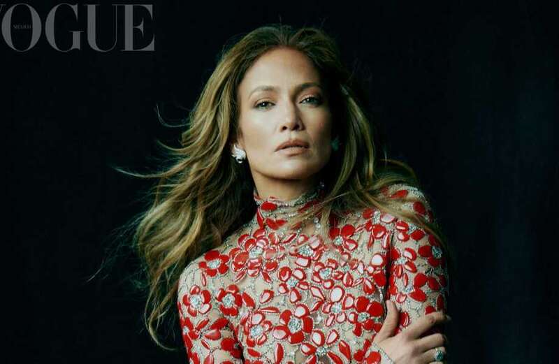 J-Lo shows off her phenomenal physique in red and white patterned mini-dress