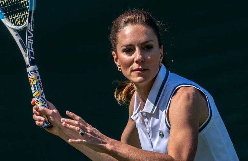 Kate Middleton takes to the court at Wimbledon with tennis idol Roger Federer