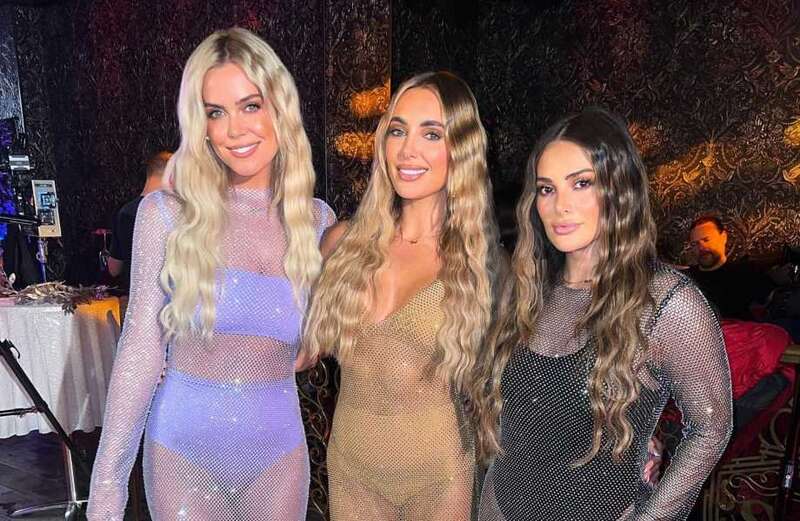 Towie's Amber, Chloe and Courtney pose in see-through dresses amid cast feud