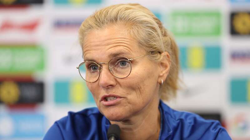 Sarina Wiegman, manager of England, speaks to the media during a press conference at St George