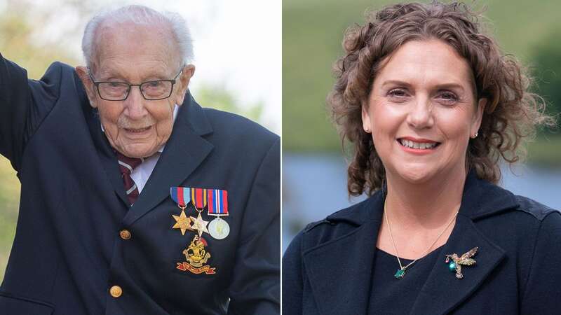 Captain Tom Moore and his daughter Hannah Ingram-Moore watching an RAF fly-past in April 2020 (Image: Getty Images)