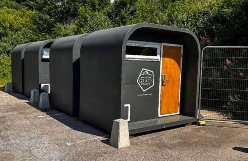 Inside 'tiny homes' kitted out with bed, toilet and a USB charging point